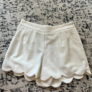 White Scallop Shorts
